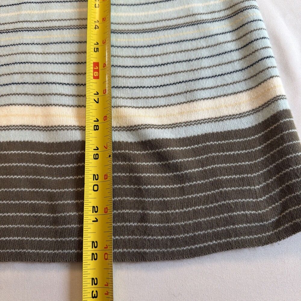 Vintage Karen Lessly Striped Knit Tank Top Sweater Vest Blue Brown M - Picture 7 of 7